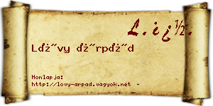 Lővy Árpád névjegykártya